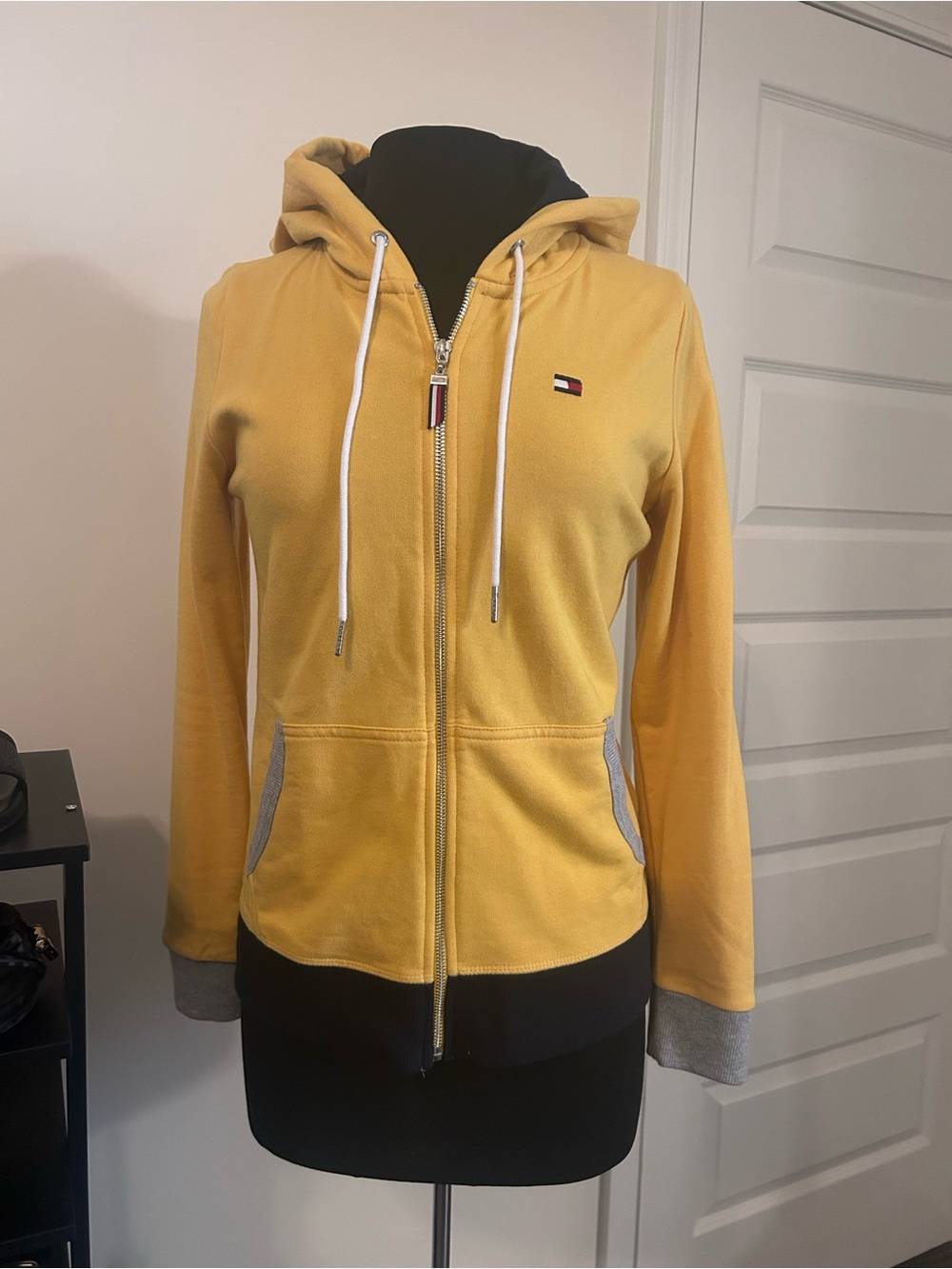 Tommy Hilfiger Yellow Hooded Zip Sweatshirt with Contrast Trim